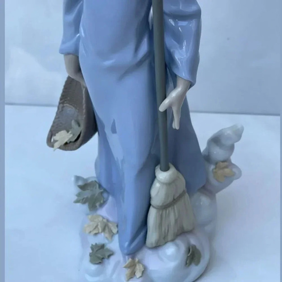 Lladro Fall Angel Figurine Retired Glaze Finish Collectible Decor Blue White - Picture 4 of 16